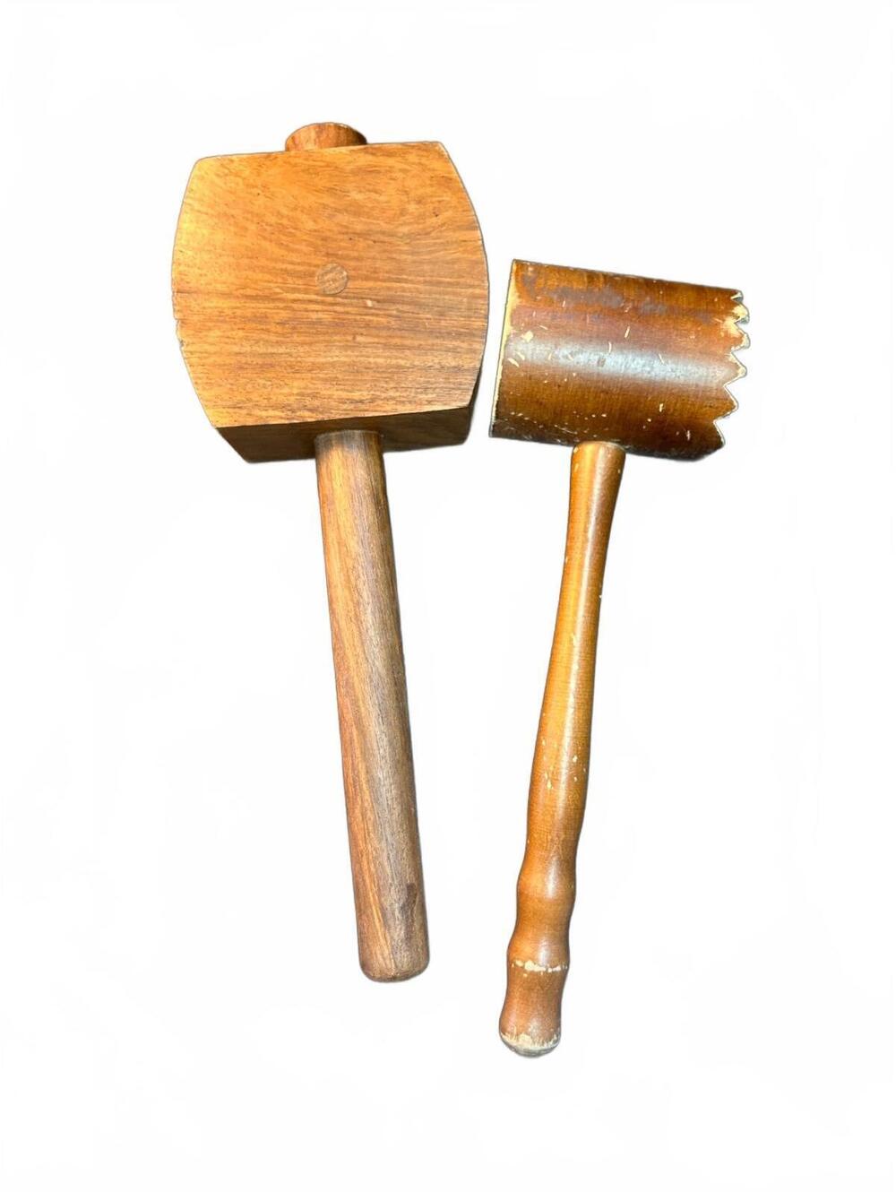 Wooden meat tenderizer mallet set Vintage